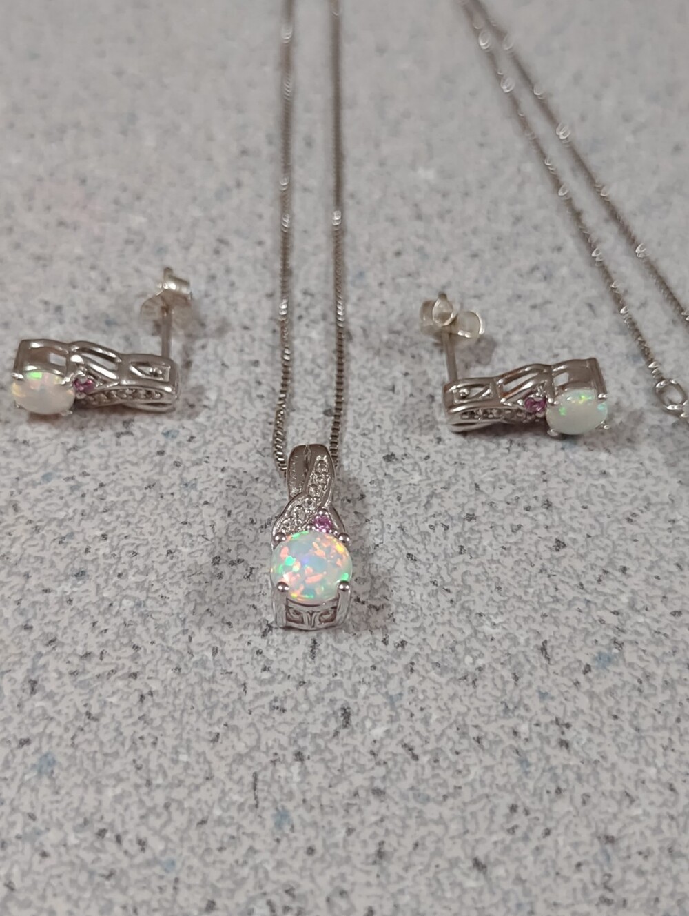 Created Stones In Sterling Set